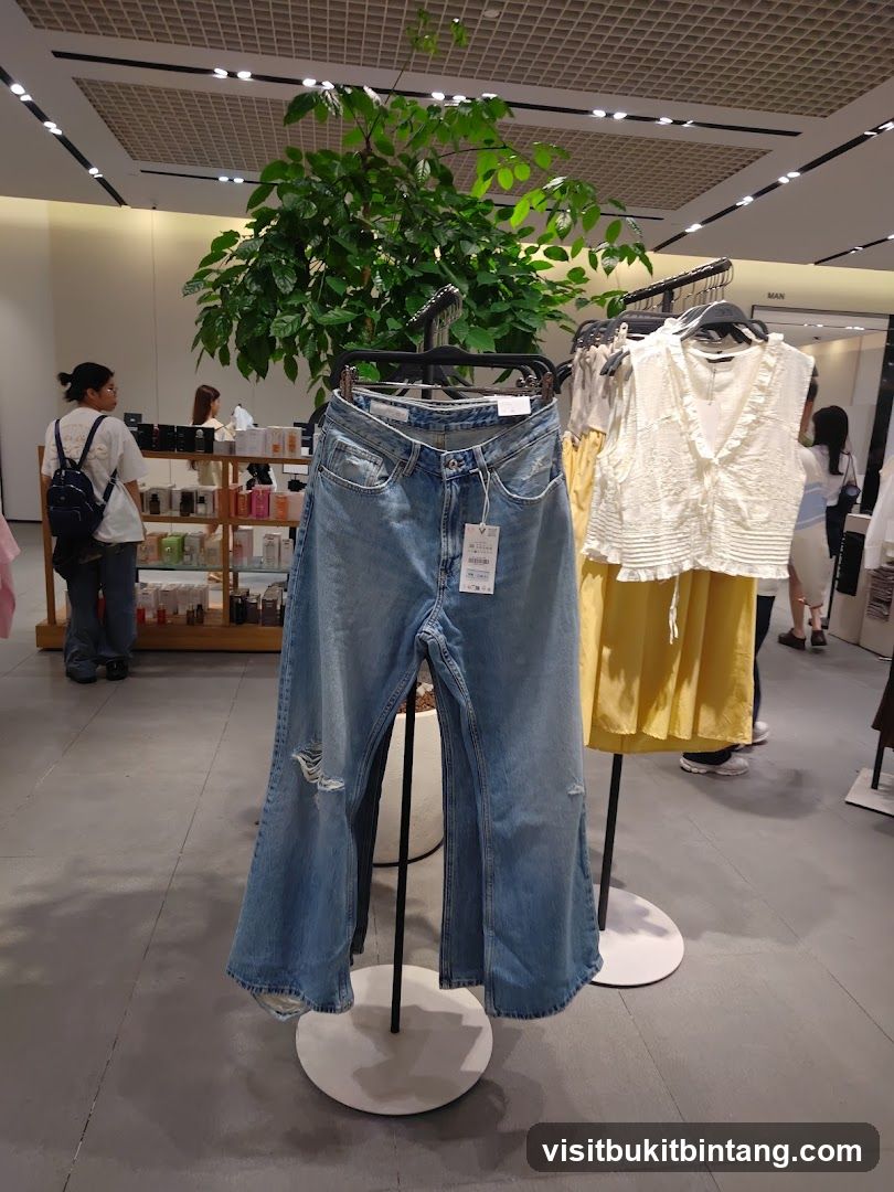 Jeans and a white top on display