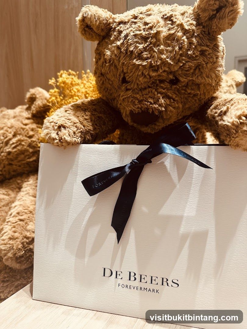 Teddy bears with De Beers shopping bag