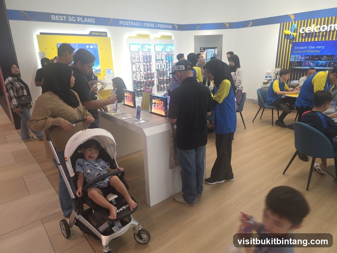 Customers browsing in a telecommunications store