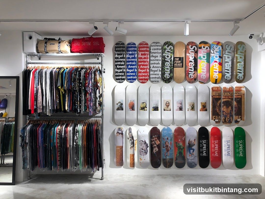 Clothing and Skateboards Display