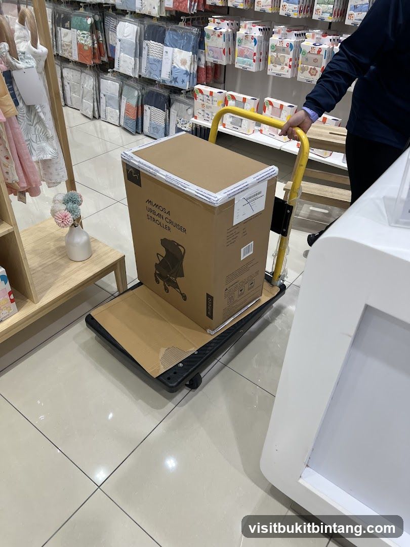 Stroller Box on Cart in Store