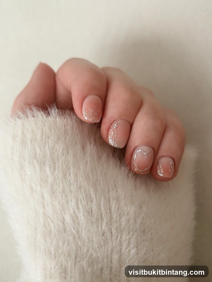 Nails with Silver Design