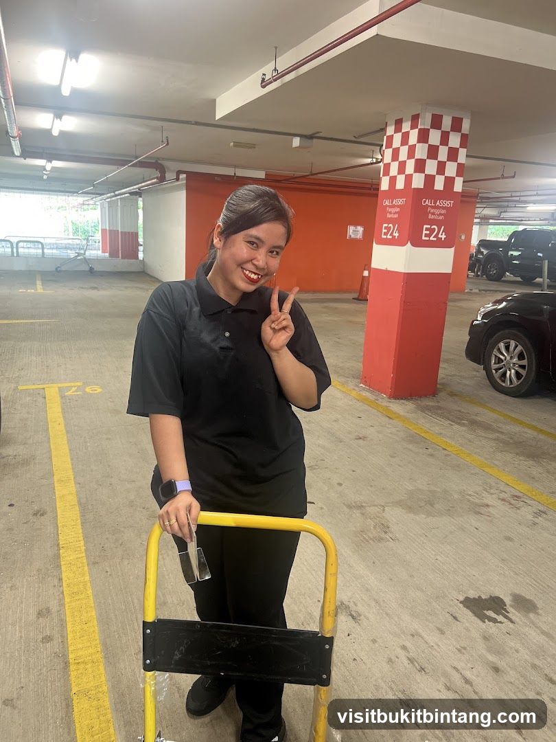 Woman in parking garage