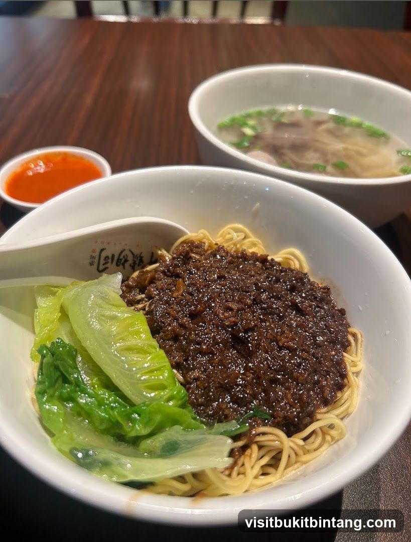 Noodles with Meat Sauce and Soup