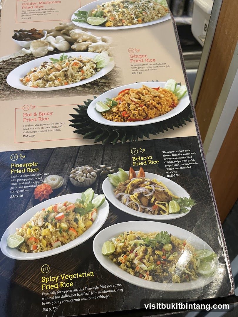 Fried Rice Menu