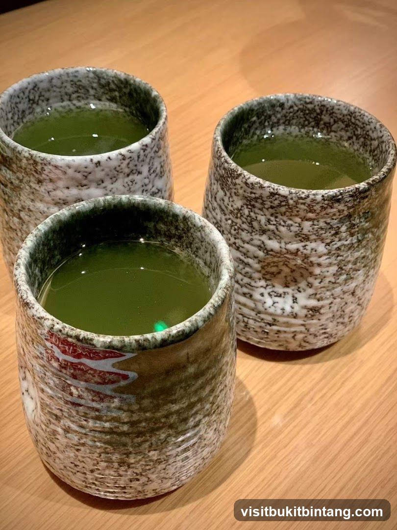 Three cups of green tea