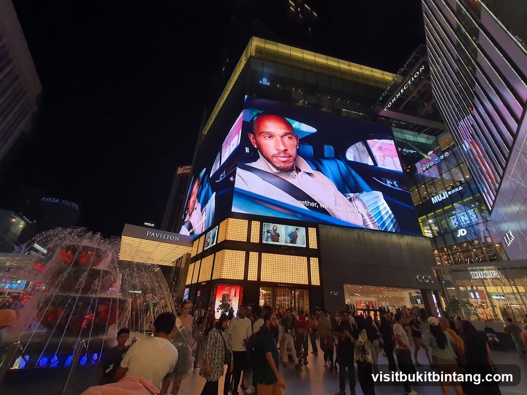Nighttime Cityscape with Large Digital Billboard
