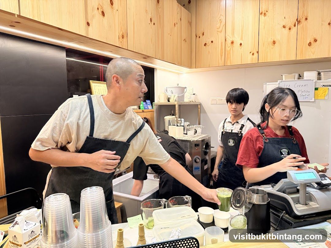 Staff preparing drinks