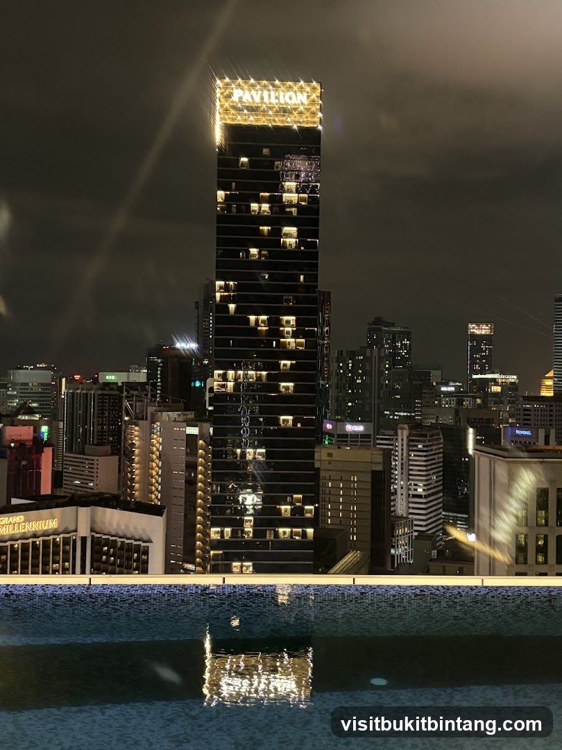Nighttime Cityscape with Pavilion Building