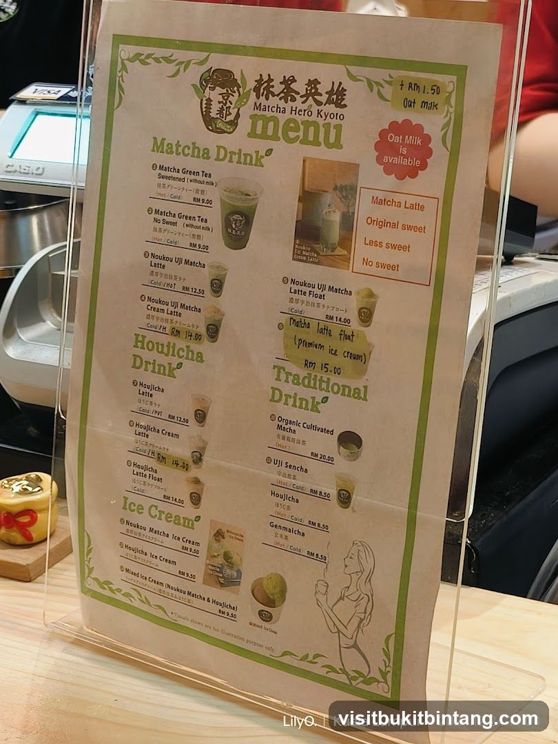 Matcha Hero Kyoto menu