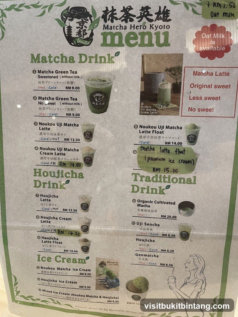Matcha Hero Kyoto menu