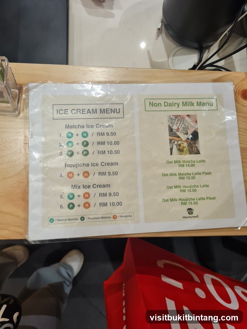 Ice Cream and Non Dairy Milk Menu