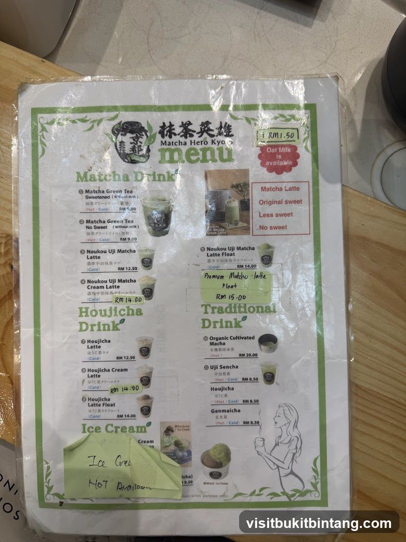 Matcha Hero Kyo Menu