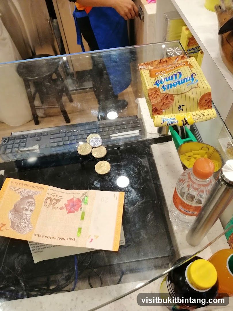 Countertop with money and cookies