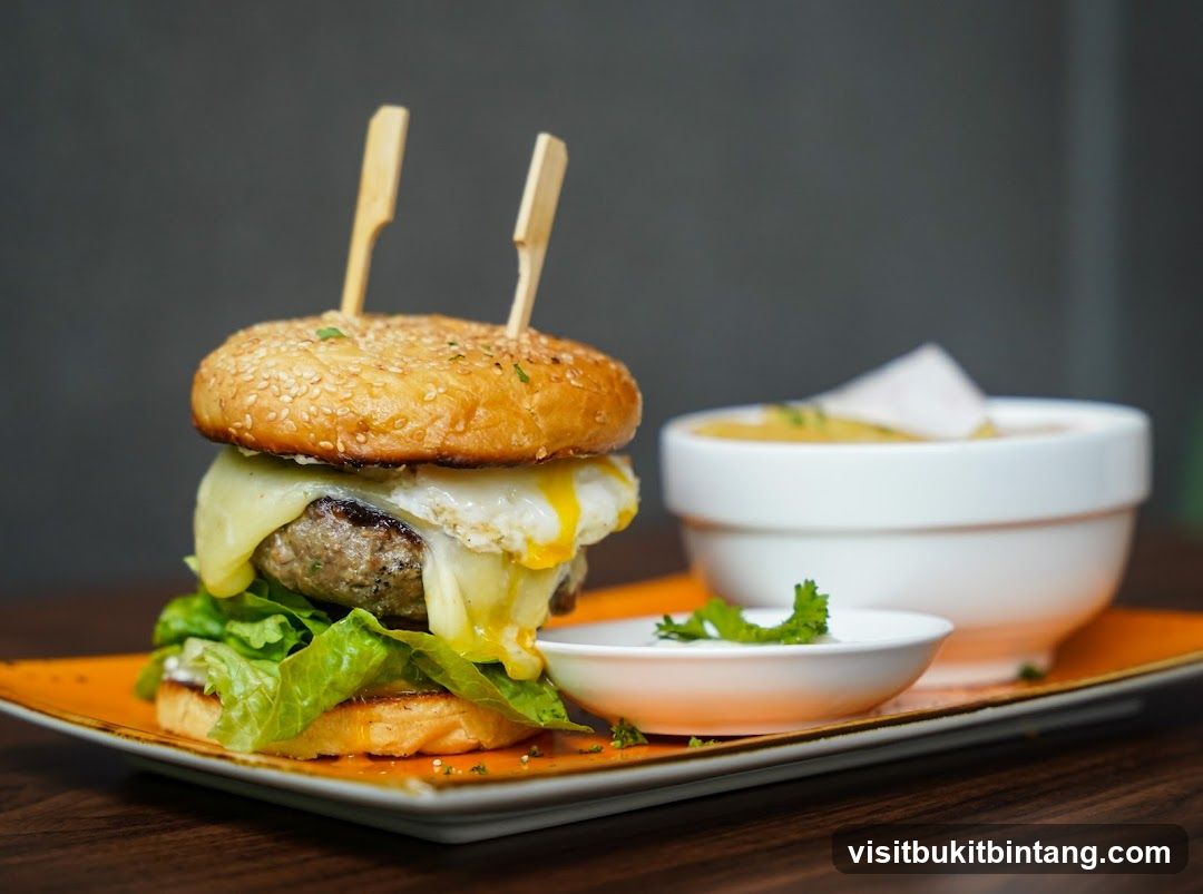 Gourmet Burger with Fried Egg and Cheese
