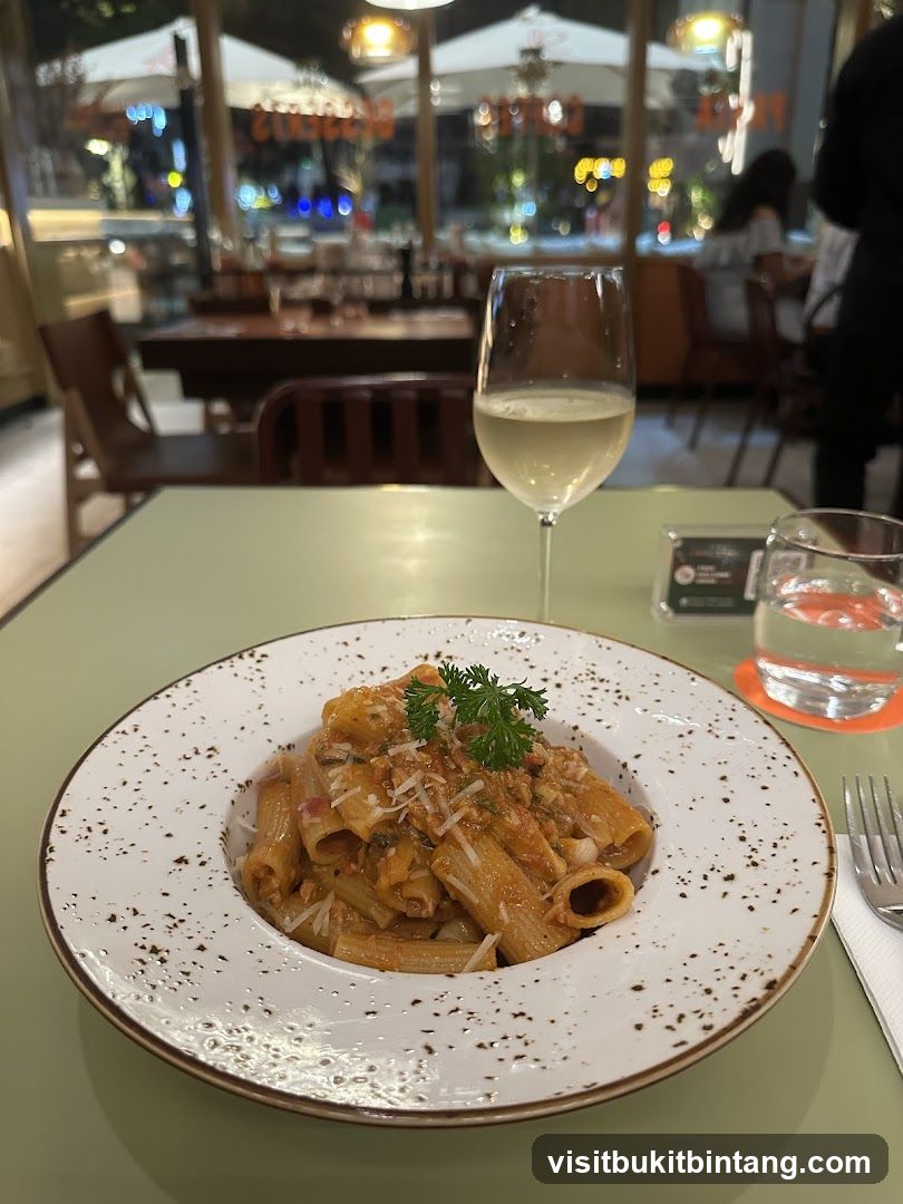 Pasta Dish and Wine