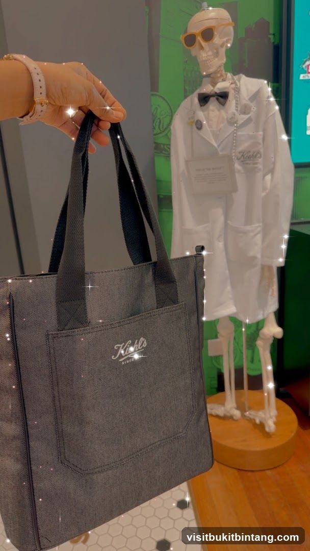 Kiehl's Tote Bag and Skeleton Display