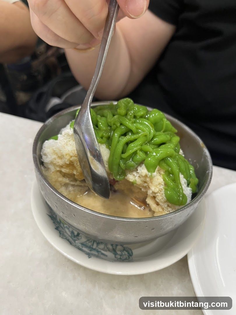 Dessert with Green Jelly and Shaved Ice