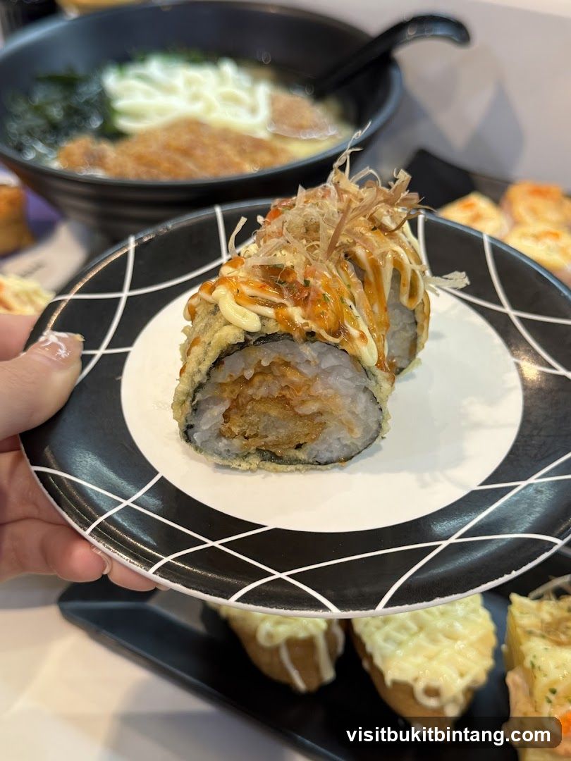 Fried Sushi Roll and Udon Soup