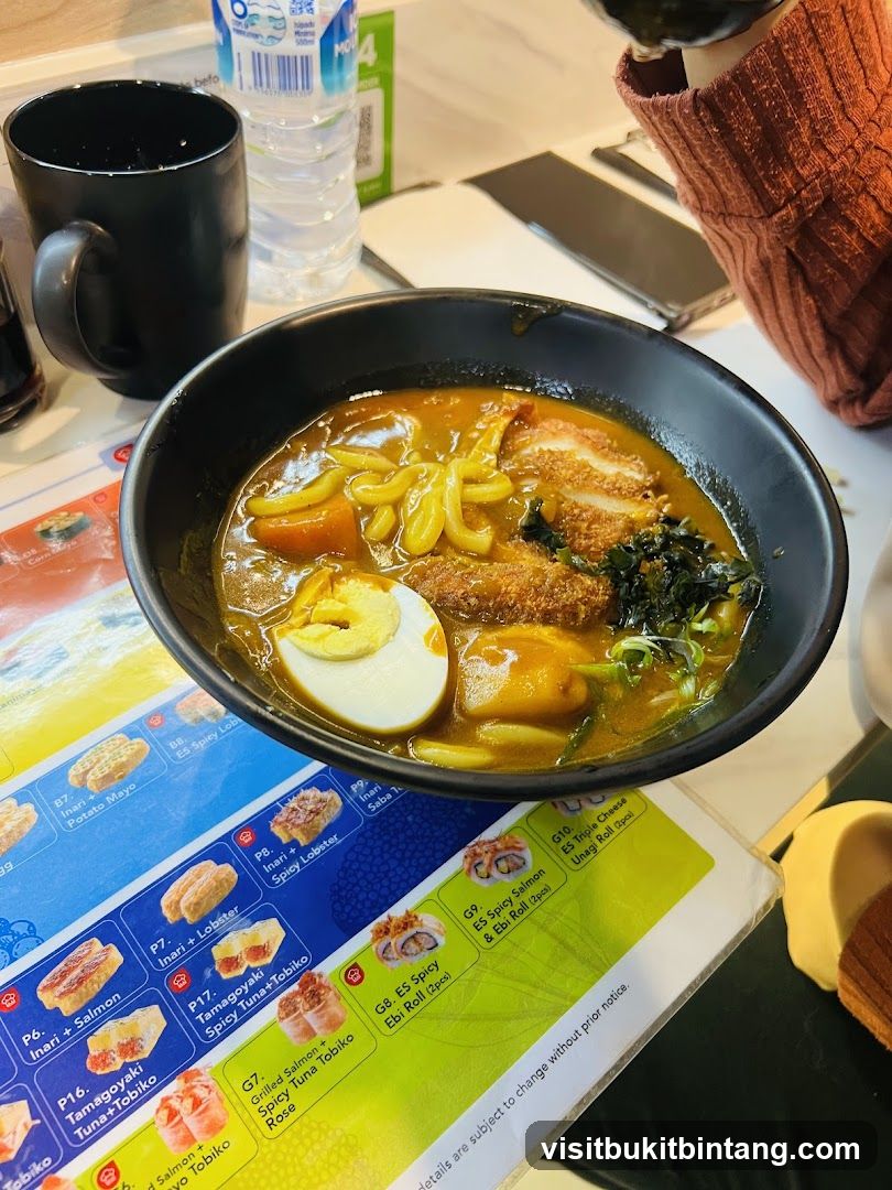 Curry Noodles with Egg and Fried Chicken