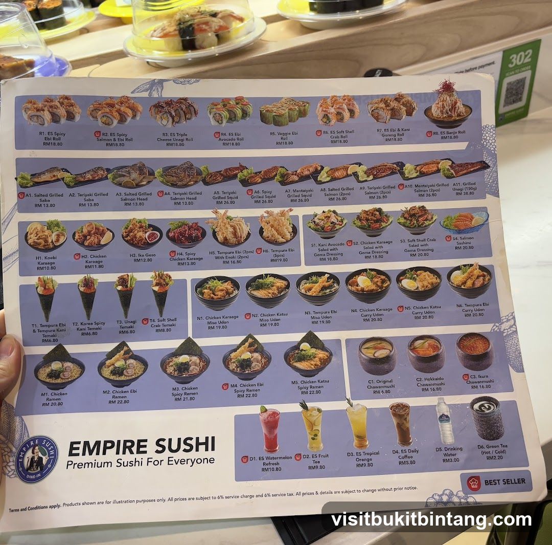 Empire Sushi Menu