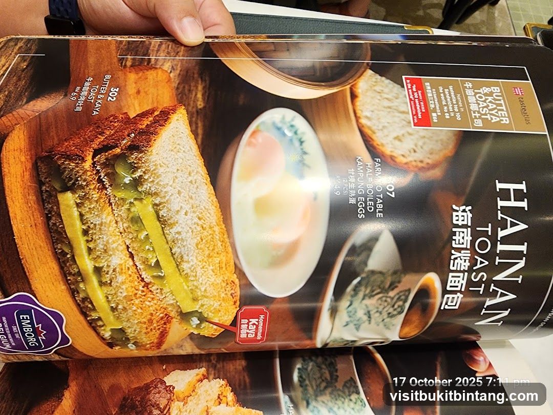 Hainanese Toast Menu