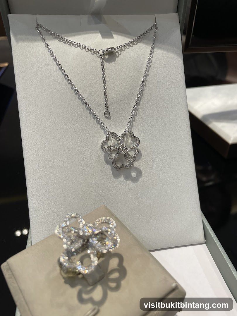 Diamond Flower Necklace and Ring