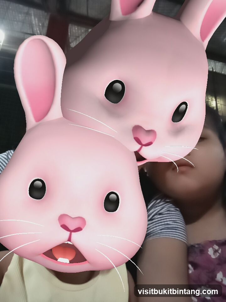 Two people with bunny filters