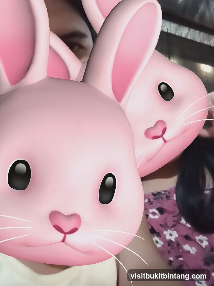 Two people with bunny filters