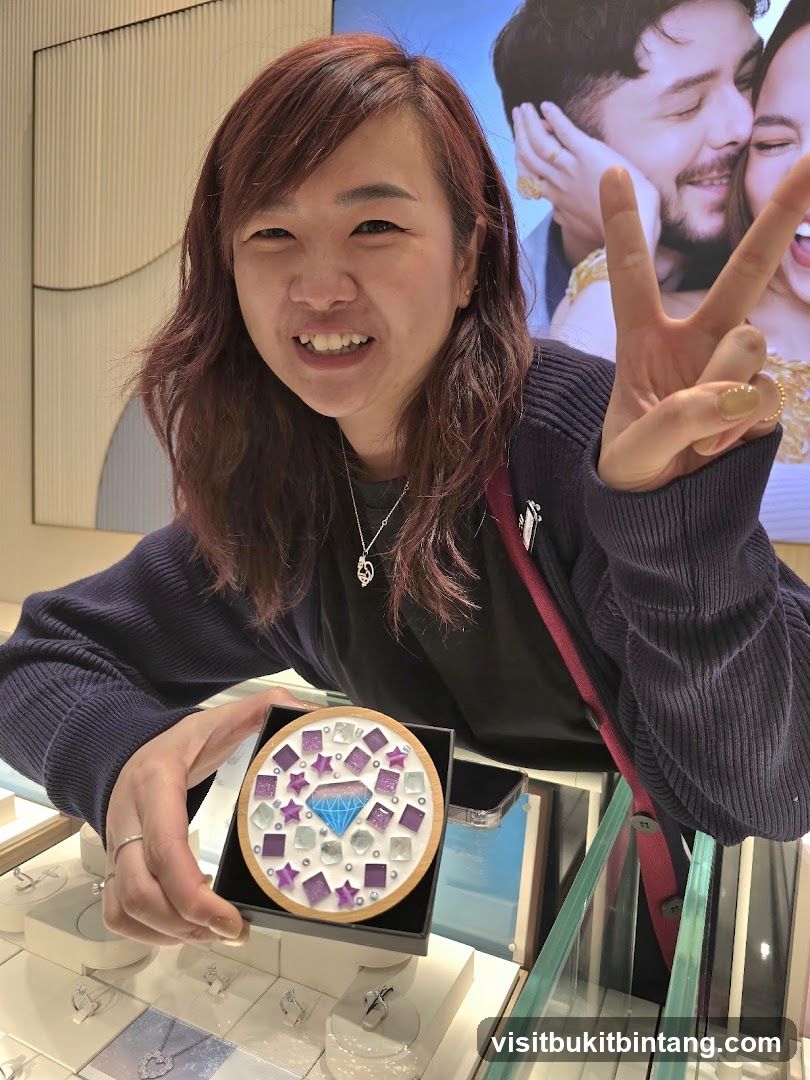 Woman holding a decorative item in a jewelry store