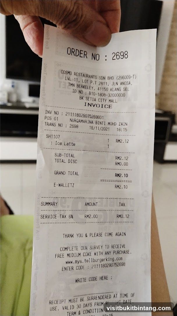 Burger King Receipt