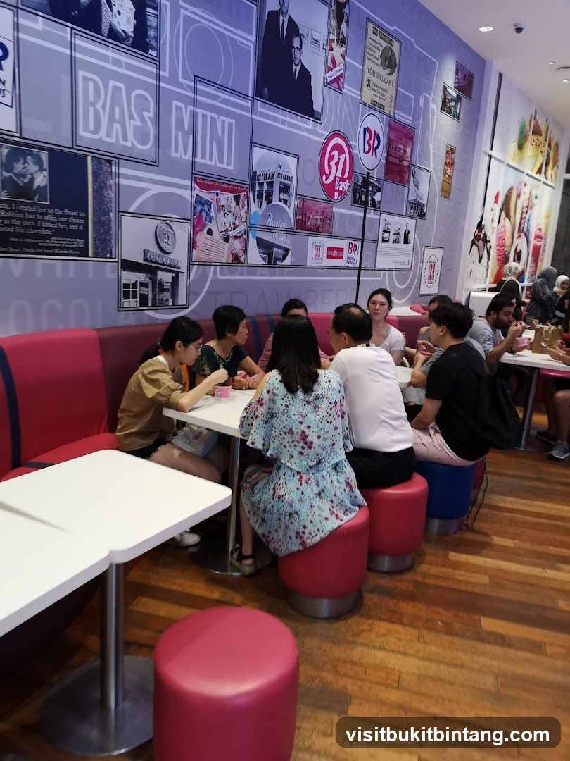People dining at Baskin-Robbins