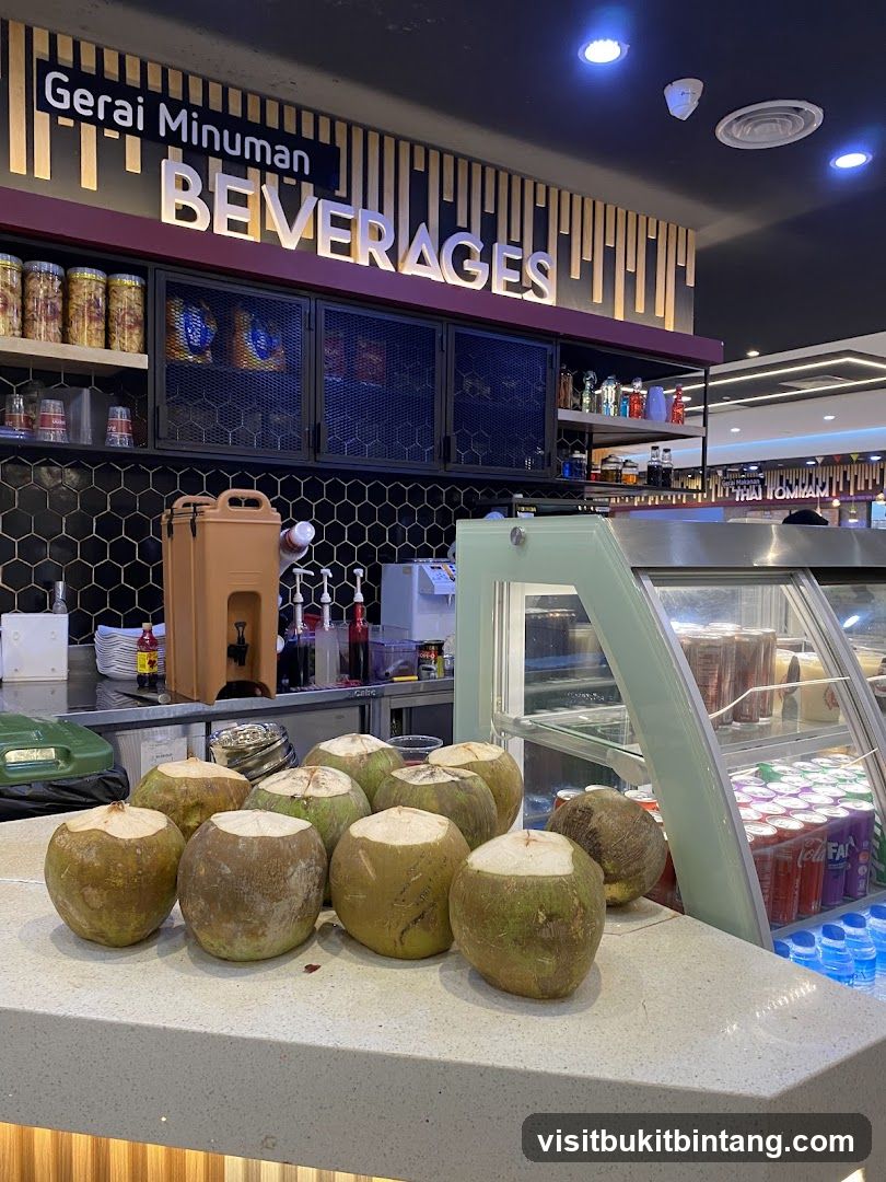 Beverage Counter with Coconuts