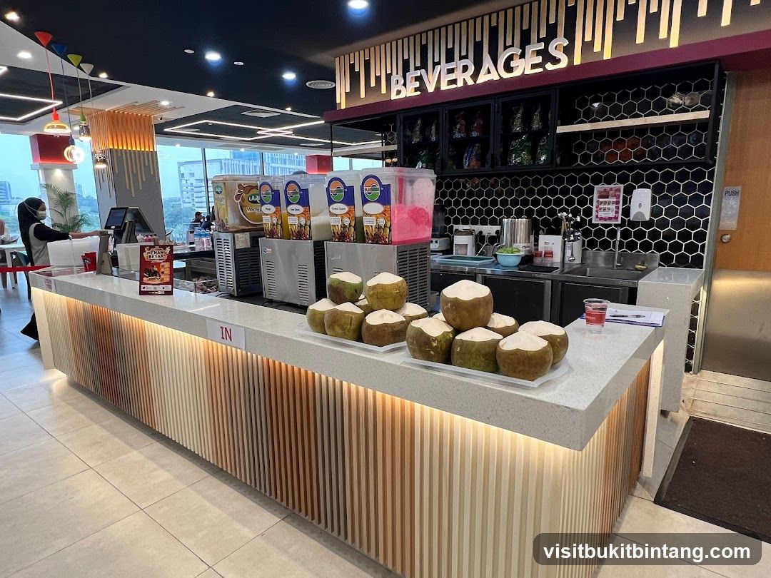 Beverage Counter with Coconuts
