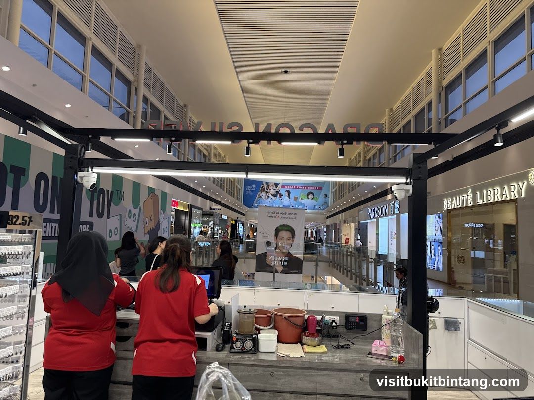 Mall Interior with Shops and Staff
