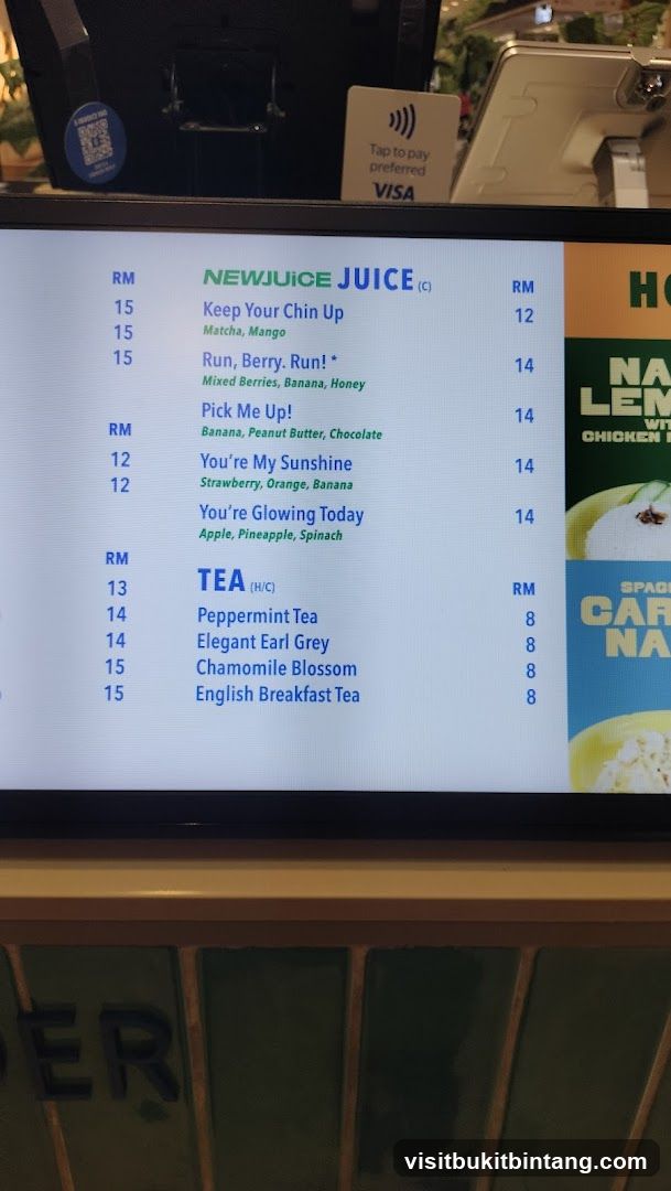 Newjuice Juice and Tea Menu
