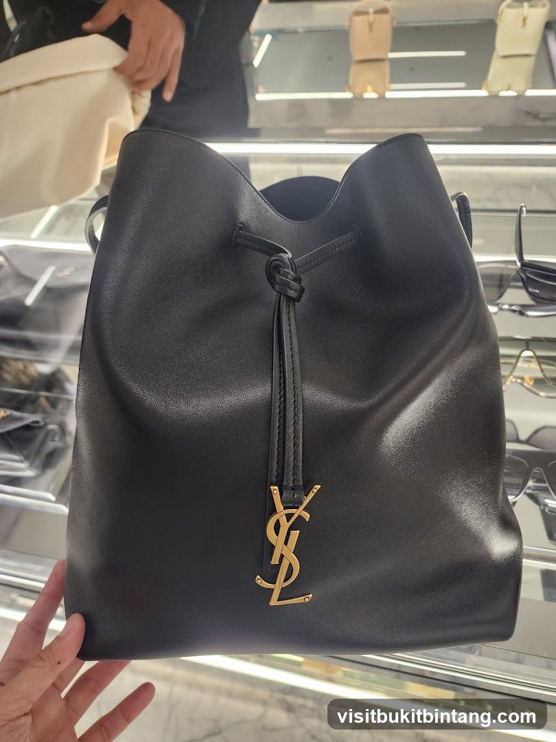 YSL Black Bucket Bag in Store