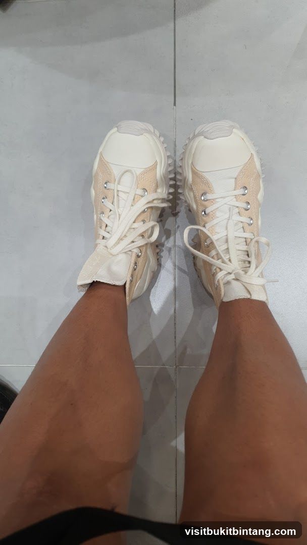 Cream and Peach High-Top Sneakers