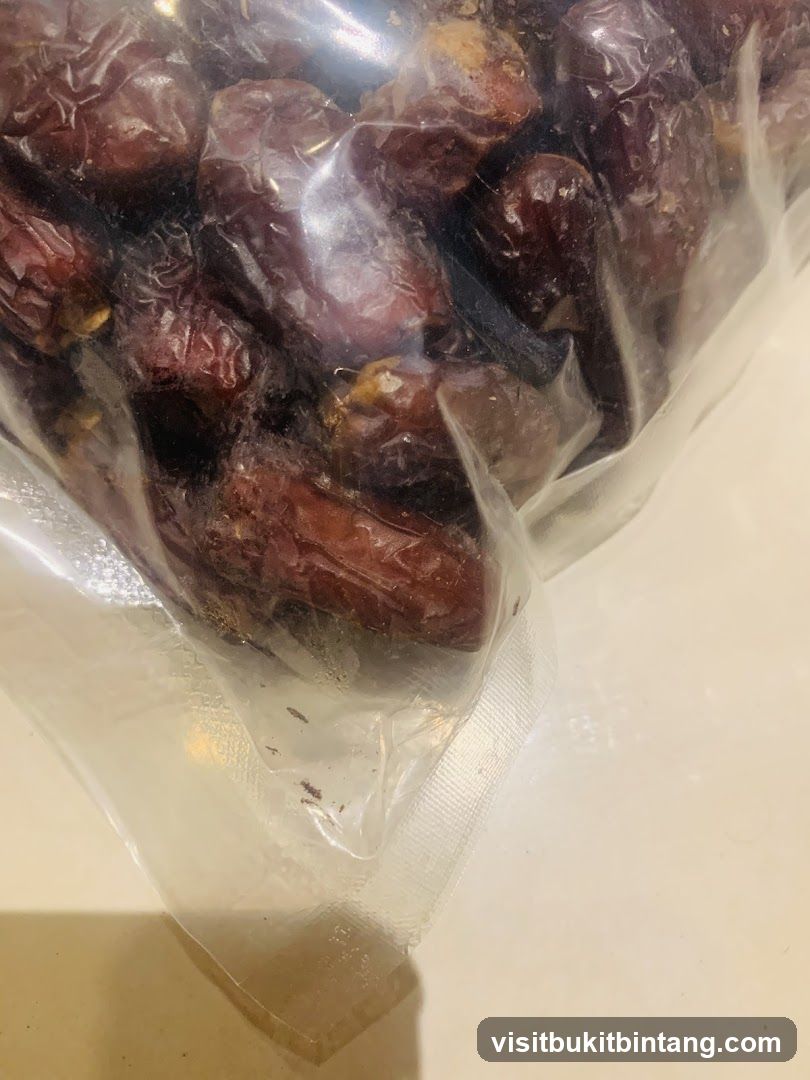 Dates in a plastic bag
