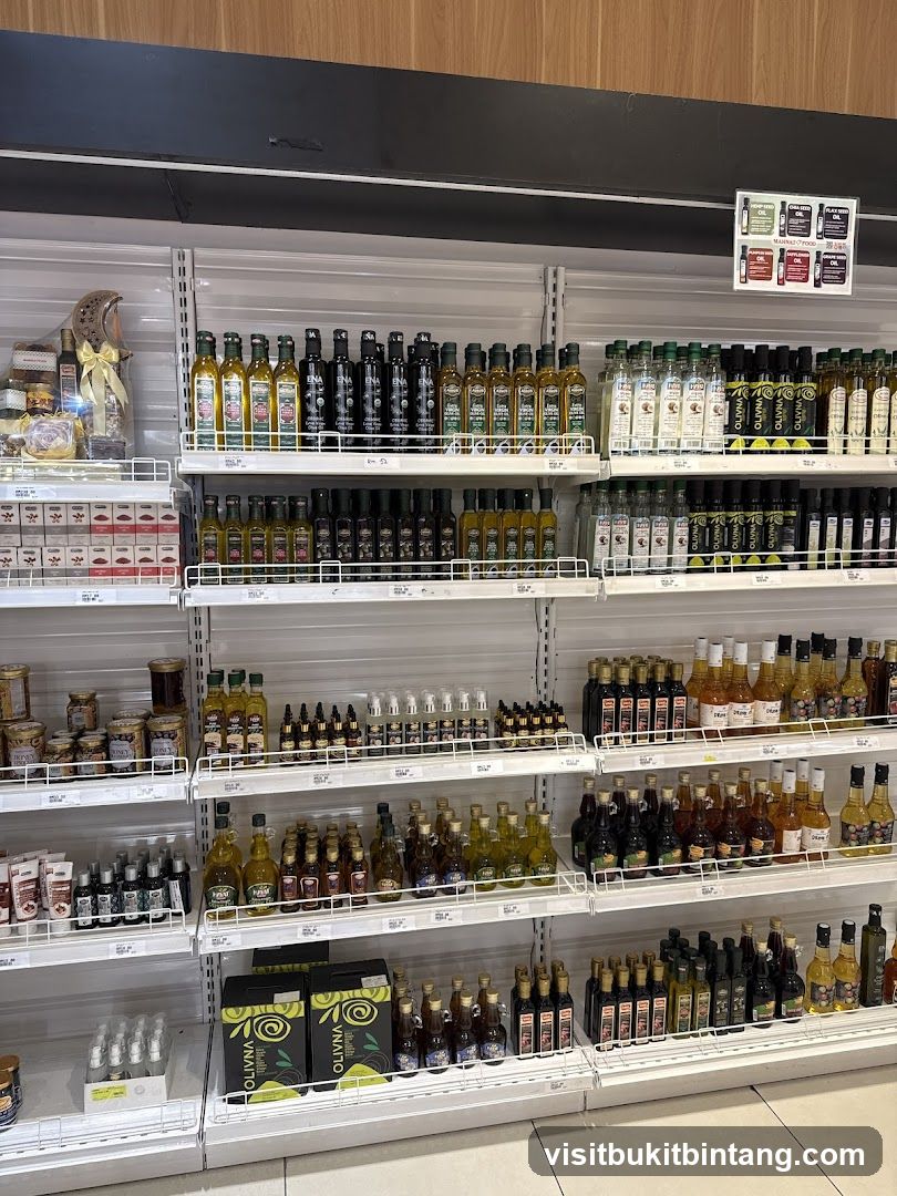 Bottles of Oil and Other Products on Shelves