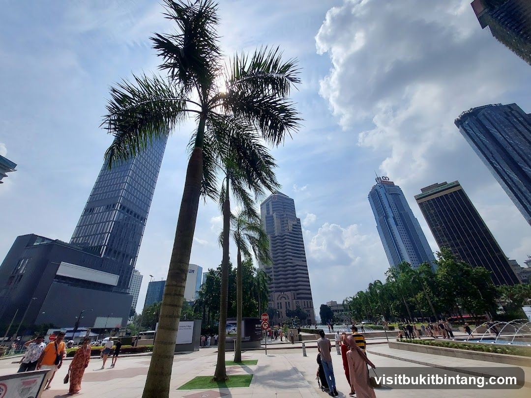 Cityscape with skyscrapers and palm trees