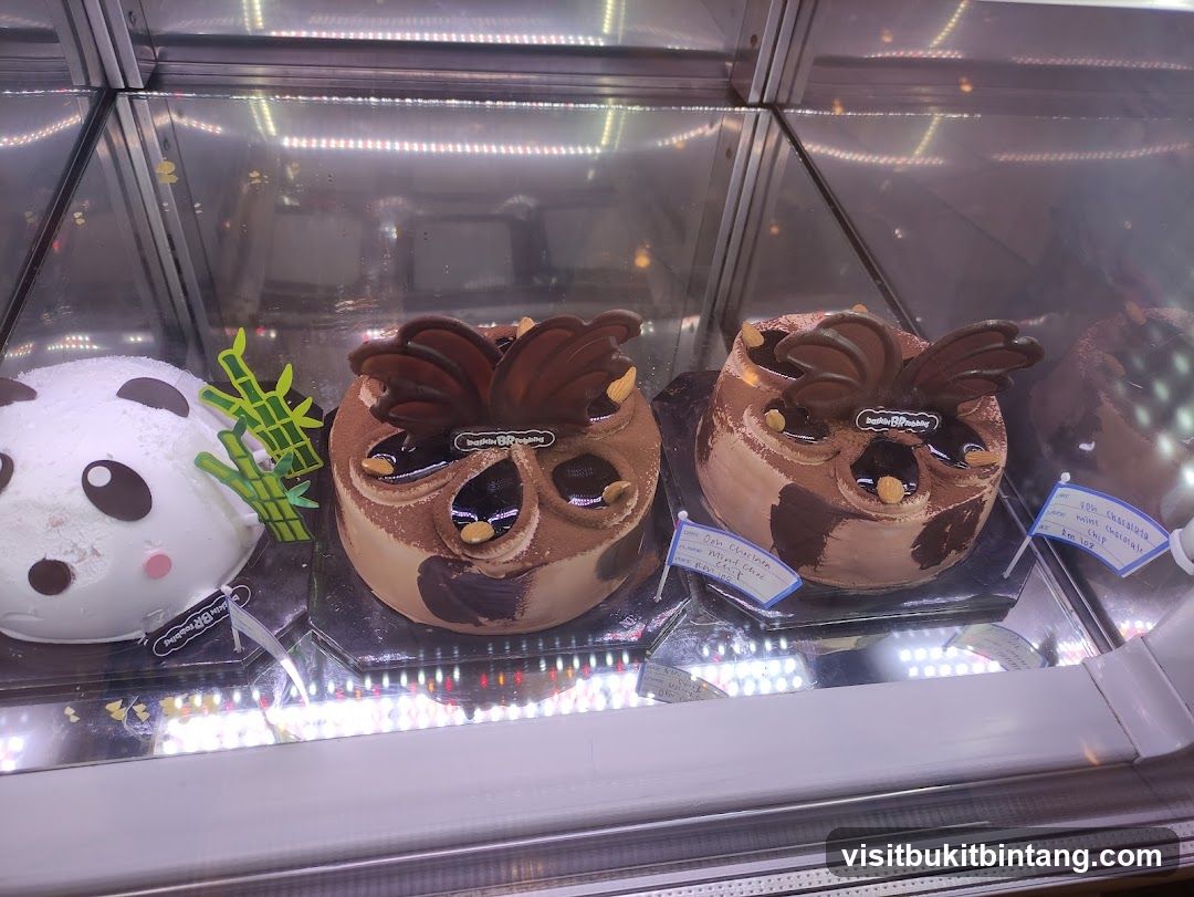 Cakes in a Display Case