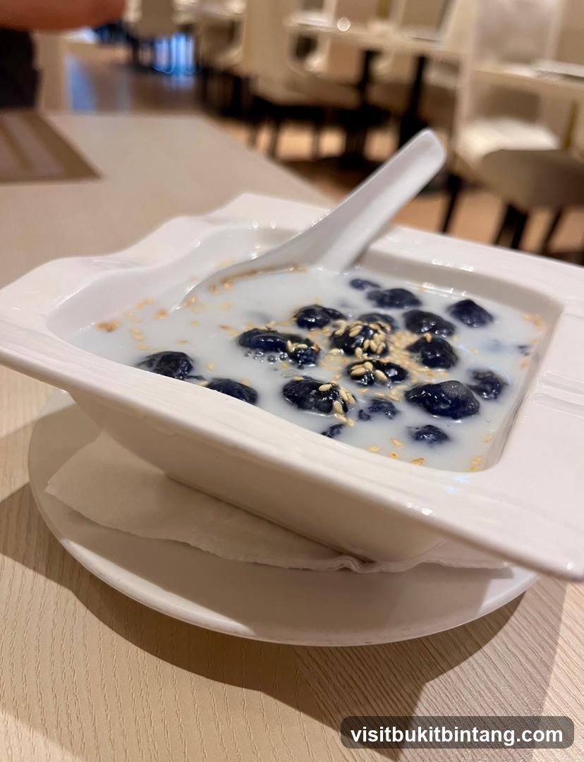 Dessert with Blue Boba and Sesame Seeds