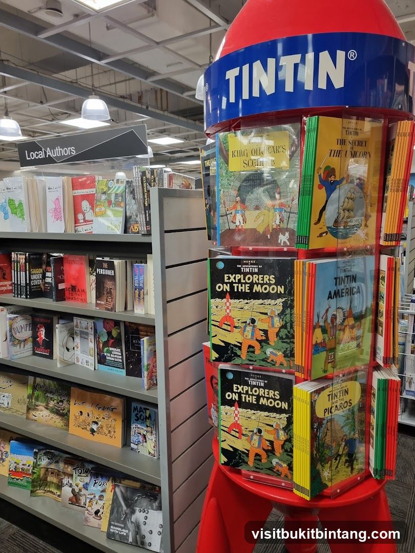 Bookstore display with Tintin books