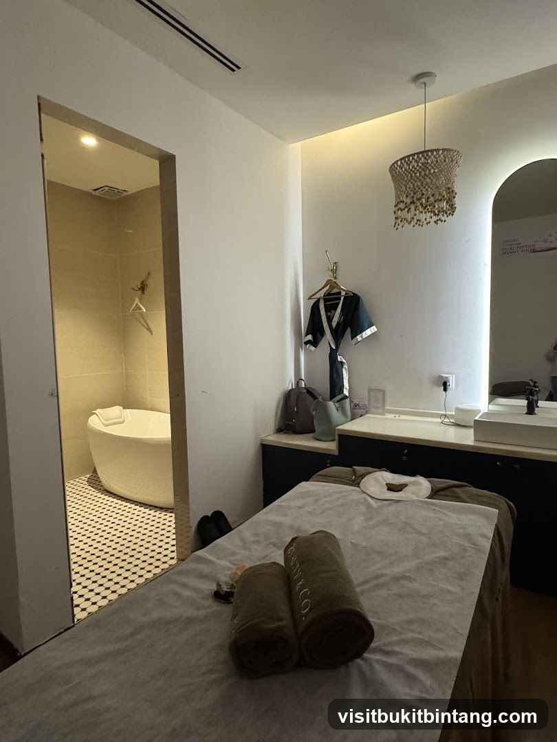 Spa Room with Massage Table and Bathtub