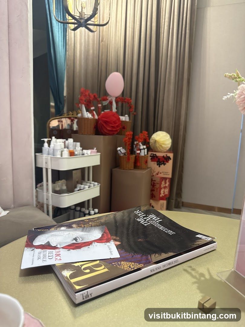 Magazines and Skincare Display