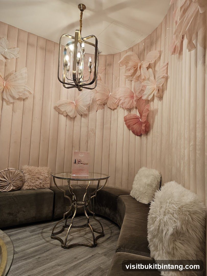 Pink Butterfly Themed Lounge Area