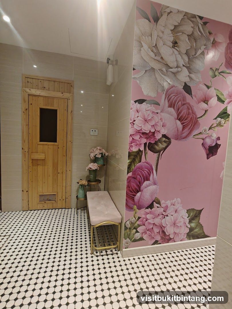 Spa Interior with Floral Mural