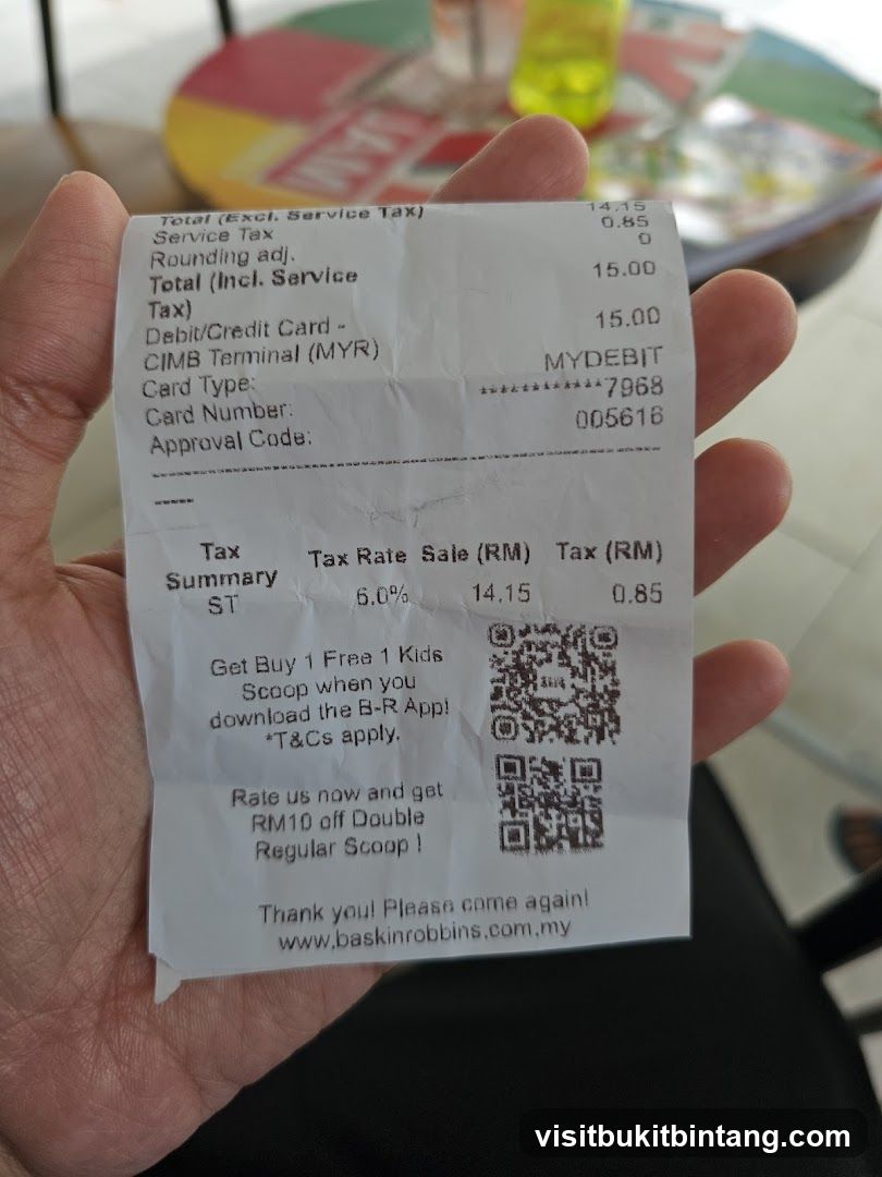 Baskin Robbins Receipt
