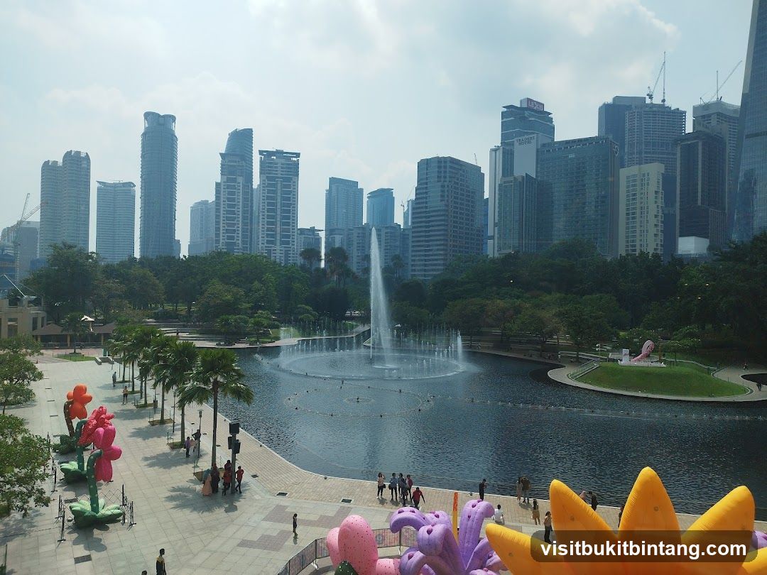 City Park with Fountain and Sculptures